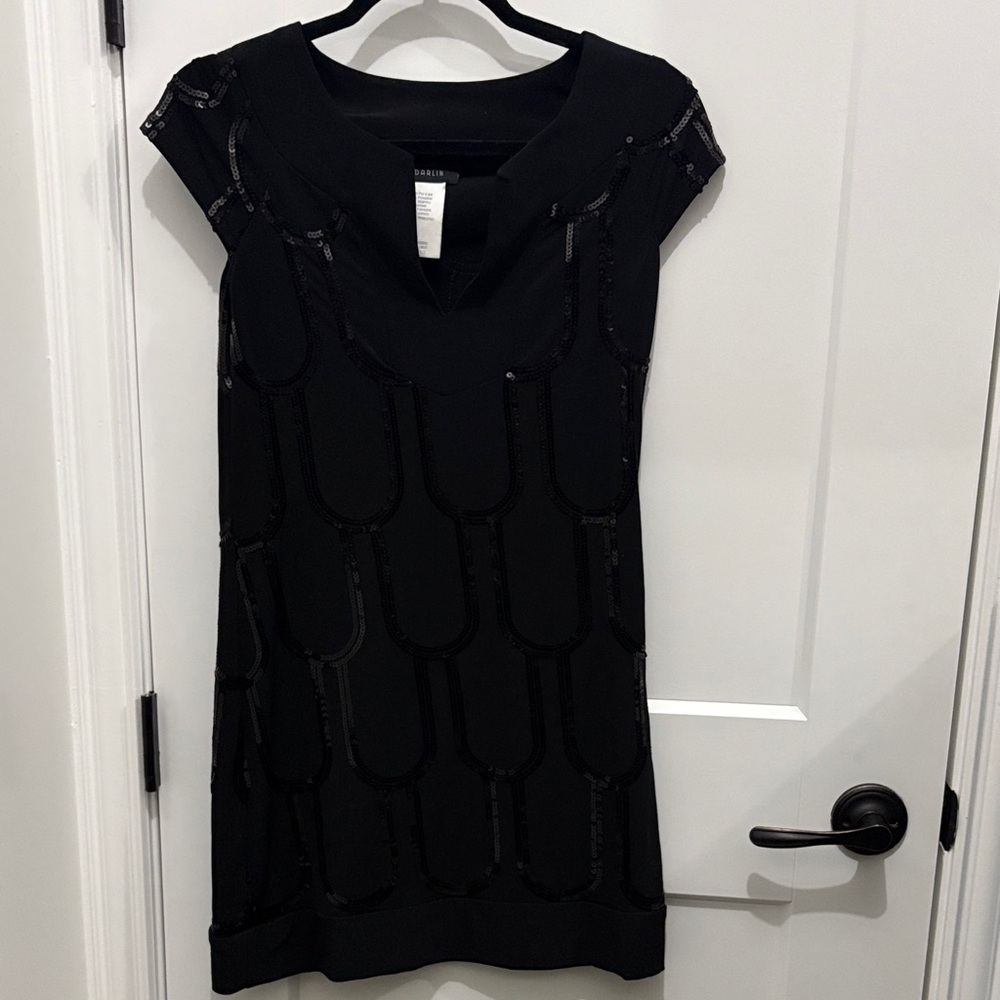 B Darlin Black Mini Dress with Sequin Detail